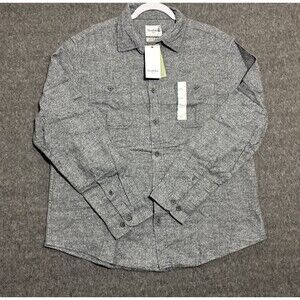 Goodfellow & Co Men's Flannel Midweight Fit Button Up Gray Large